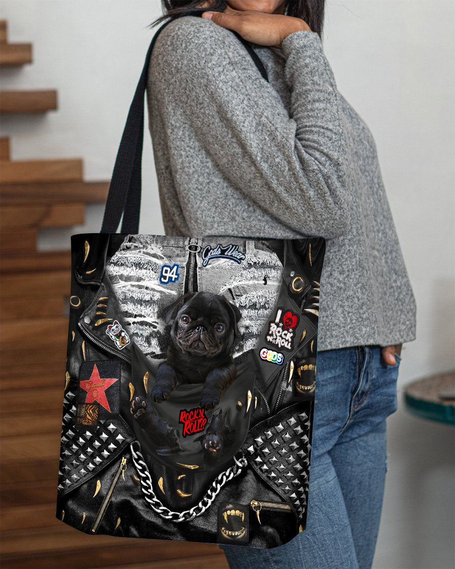 Pug-Rock Dog-Cloth Tote Bag