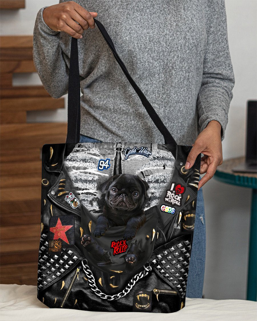 Pug-Rock Dog-Cloth Tote Bag
