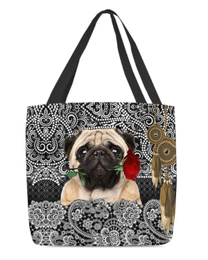 Pug-Rose Cloth Tote Bag