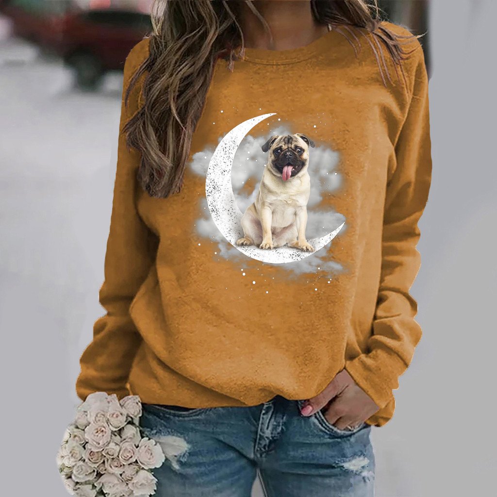 Pug -Sit On The Moon- Premium Sweatshirt