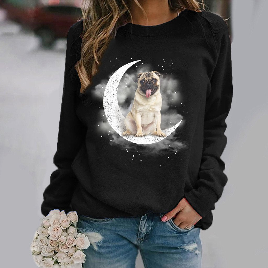 Pug -Sit On The Moon- Premium Sweatshirt