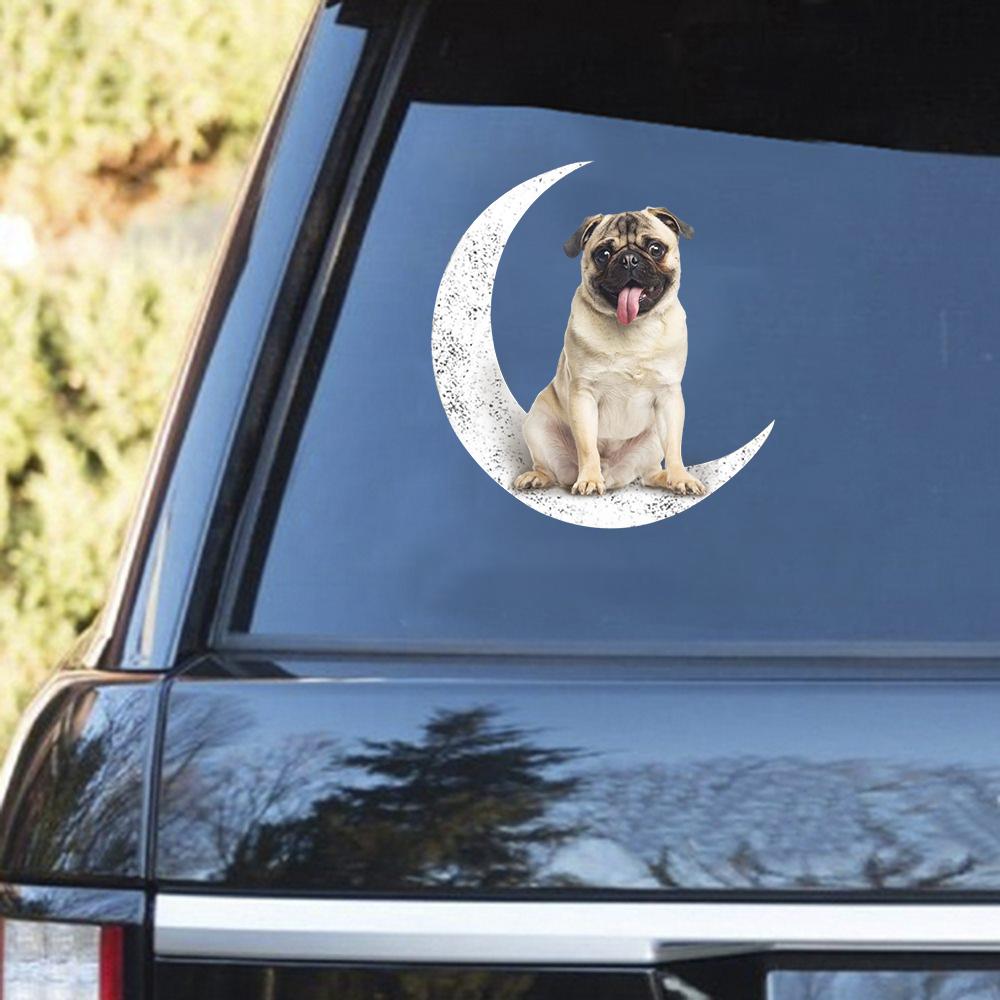 Pug-Sit On The Moon Decal