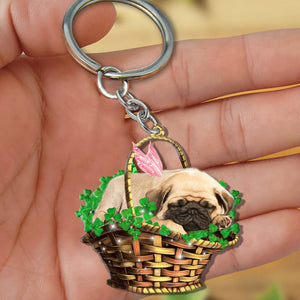 Pug-Sleeping Lucky Fairy Flat Acrylic Keychain