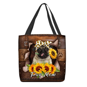 Pug-Sunflower&Dog Mom Cloth Tote Bag