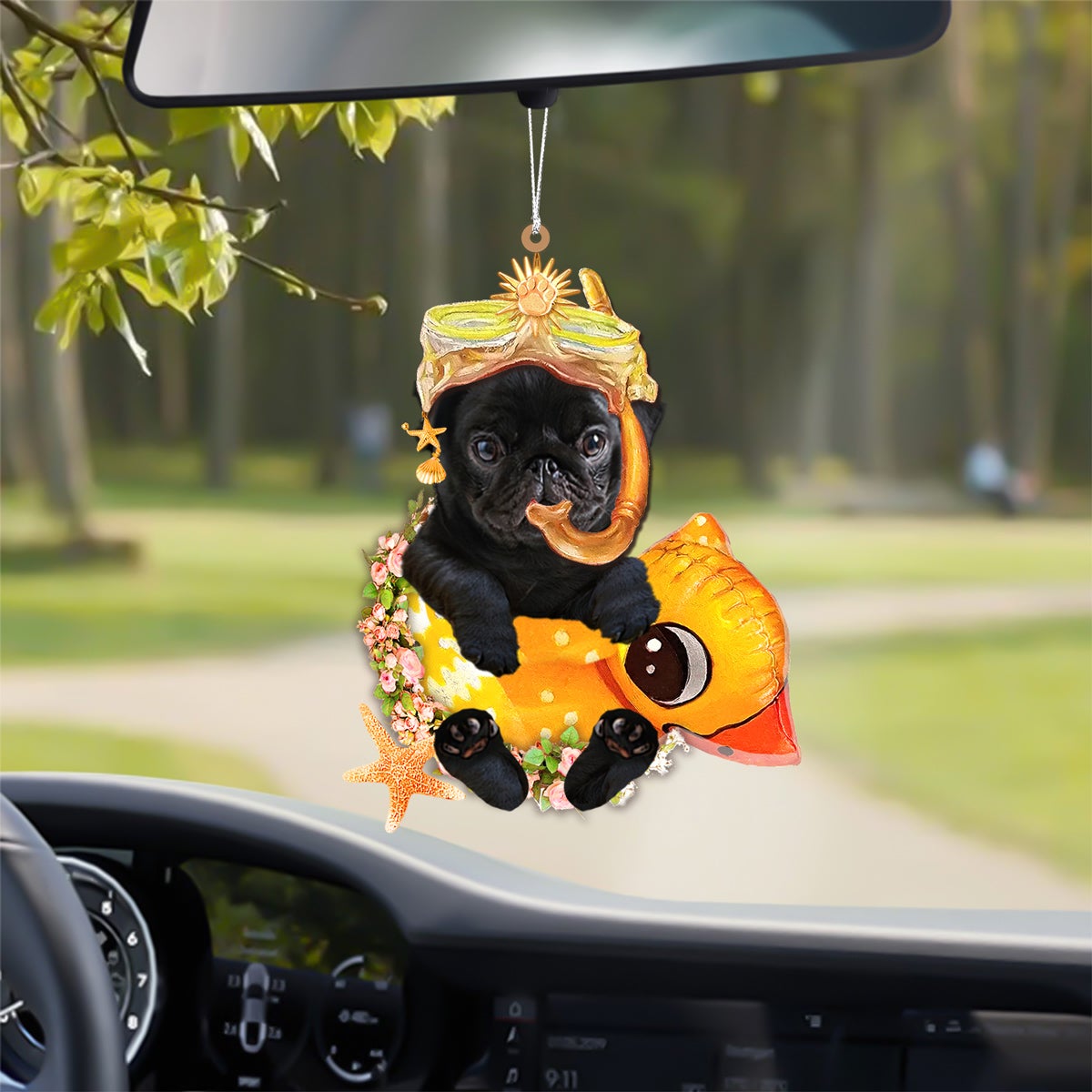 Pug-Swimming Laps Two Sides Ornament