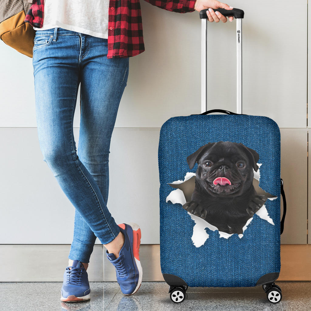 Pug-Torn Paper Luggage Covers