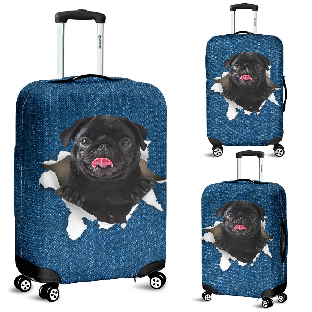 Pug-Torn Paper Luggage Covers