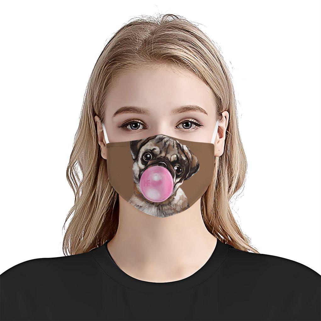 Pug Dog Bubble Gum EZ08 1404 Face Mask
