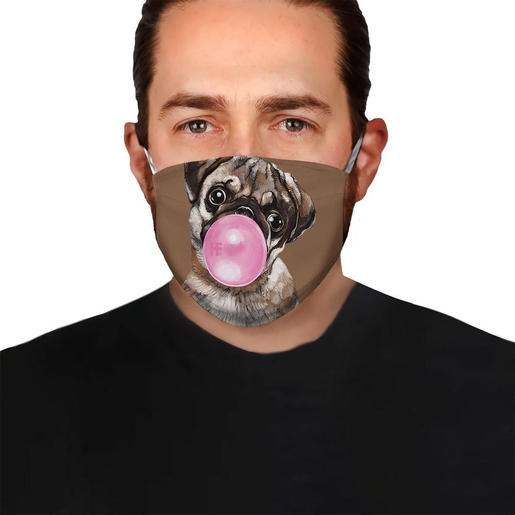 Pug Dog Bubble Gum EZ08 1404 Face Mask