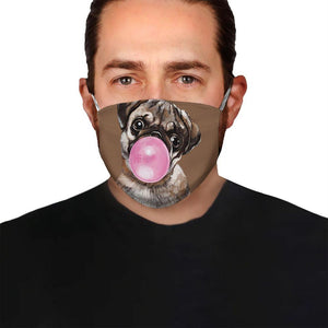 Pug Dog Bubble Gum EZ08 1404 Face Mask