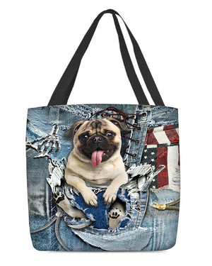 Pug1-Ripped Jeans-Cloth Tote Bag