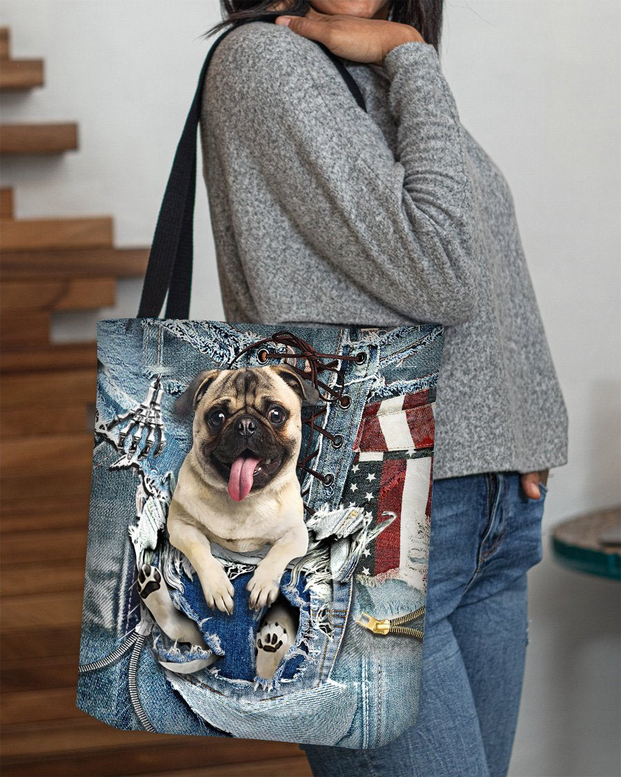 Pug1-Ripped Jeans-Cloth Tote Bag