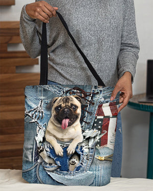 Pug1-Ripped Jeans-Cloth Tote Bag