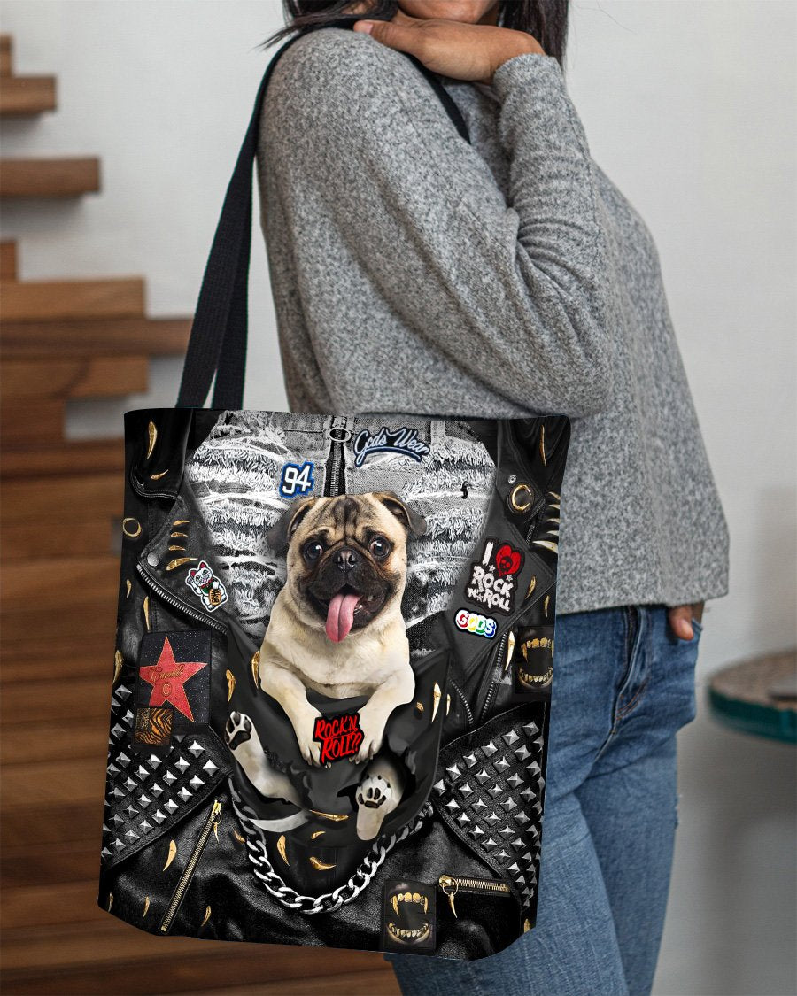 Pug1-Rock Dog-Cloth Tote Bag