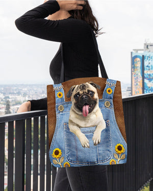 Pug1 And Sunflower-Cloth Tote Bag