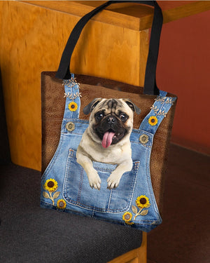 Pug1 And Sunflower-Cloth Tote Bag