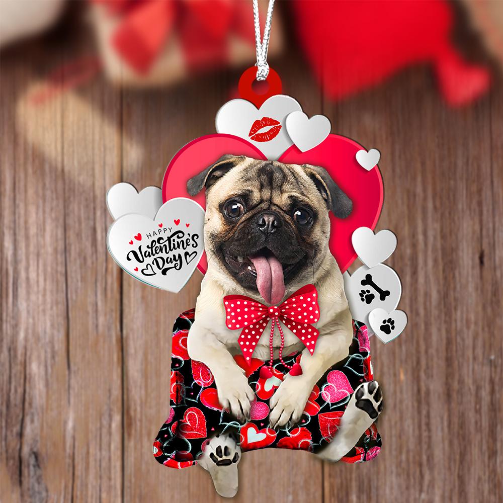 Pug1 Valentine's Day Sleeping Bag-Two Sides Ornament