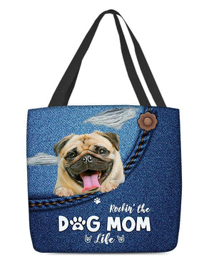 Pug-Dog Mom Life-Cloth Tote Bag