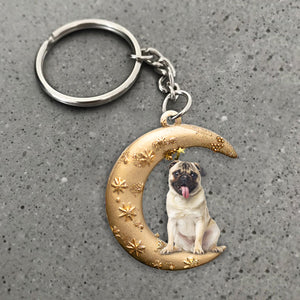 Pug 2-Dog & Moon Flat Acrylic Keychain