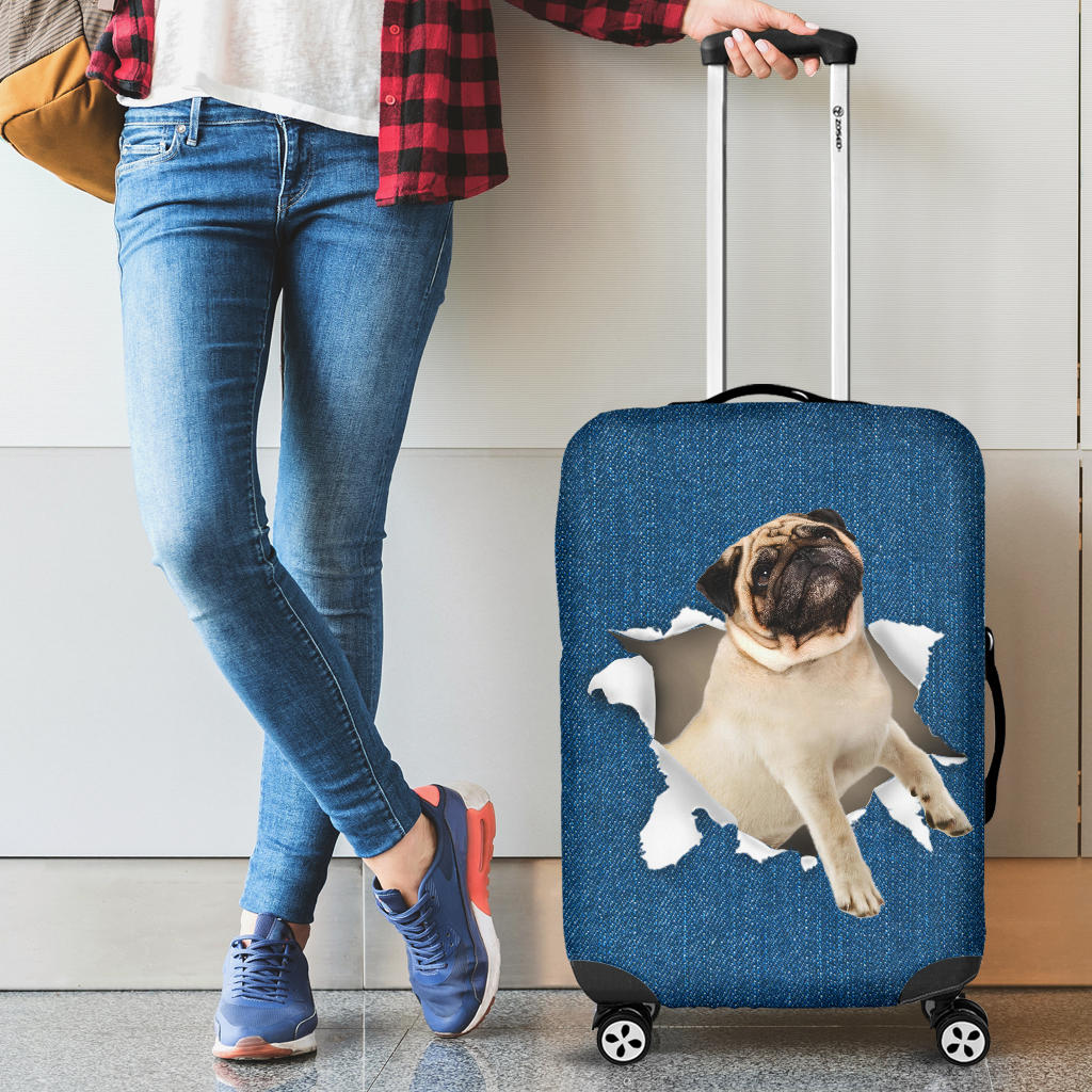 Pug2-Torn Paper Luggage Covers