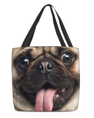 Pug 2 Face-Cloth Tote Bag