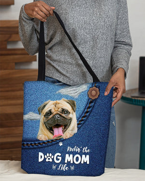 Pug-Dog Mom Life-Cloth Tote Bag