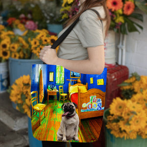 Pug in the bedroom 2-Cloth Tote Bag