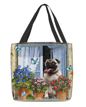 Pug 3 Today I Choose Joy-Cloth Tote Bag