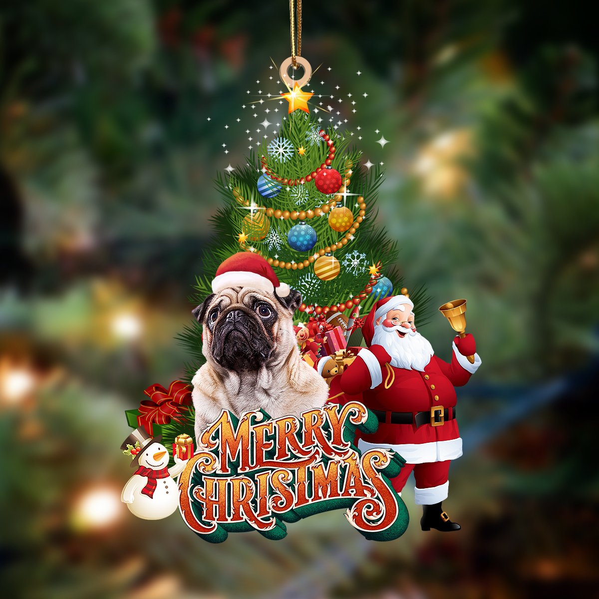 Pug 7-Christmas Tree&Dog Hanging Ornament