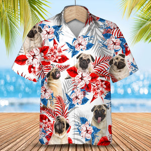 Pug American Flag Hawaiian Shirt