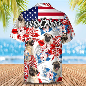 Pug American Flag Hawaiian Shirt