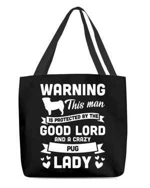 Pug Crazy lady Cloth Tote Bag