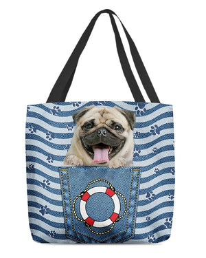 Pug On Board-Cloth Tote Bag