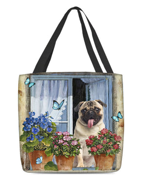 Pug Today I Choose Joy-Cloth Tote Bag