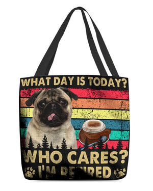 Pug Who Cares-Cloth Tote Bag