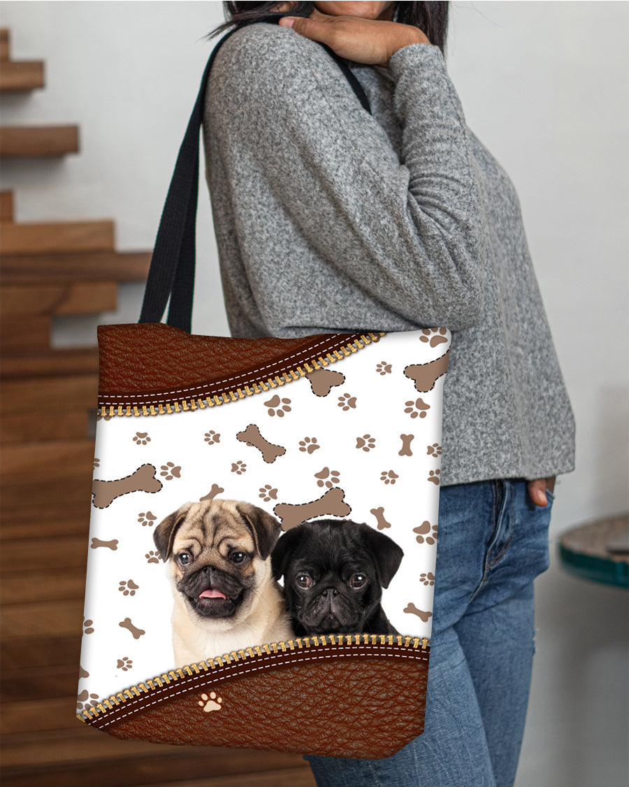 Pug (1)-Zipper Texture-Cloth Tote Bag