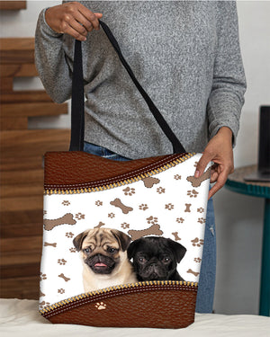 Pug (1)-Zipper Texture-Cloth Tote Bag