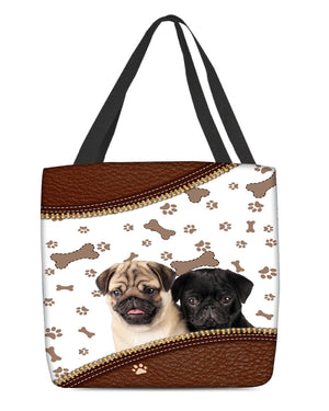 Pug (1)-Zipper Texture-Cloth Tote Bag