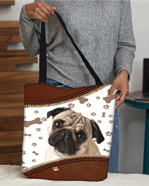 Pug (4)-Zipper Texture-Cloth Tote Bag