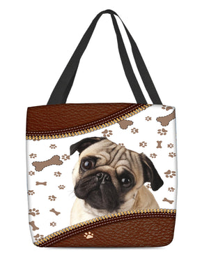 Pug (4)-Zipper Texture-Cloth Tote Bag