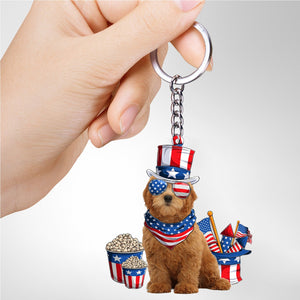 RED Goldendoodle-July Stuff Flat Acrylic Keychain