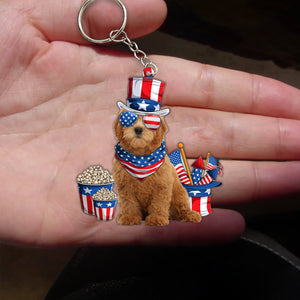 RED Goldendoodle-July Stuff Flat Acrylic Keychain