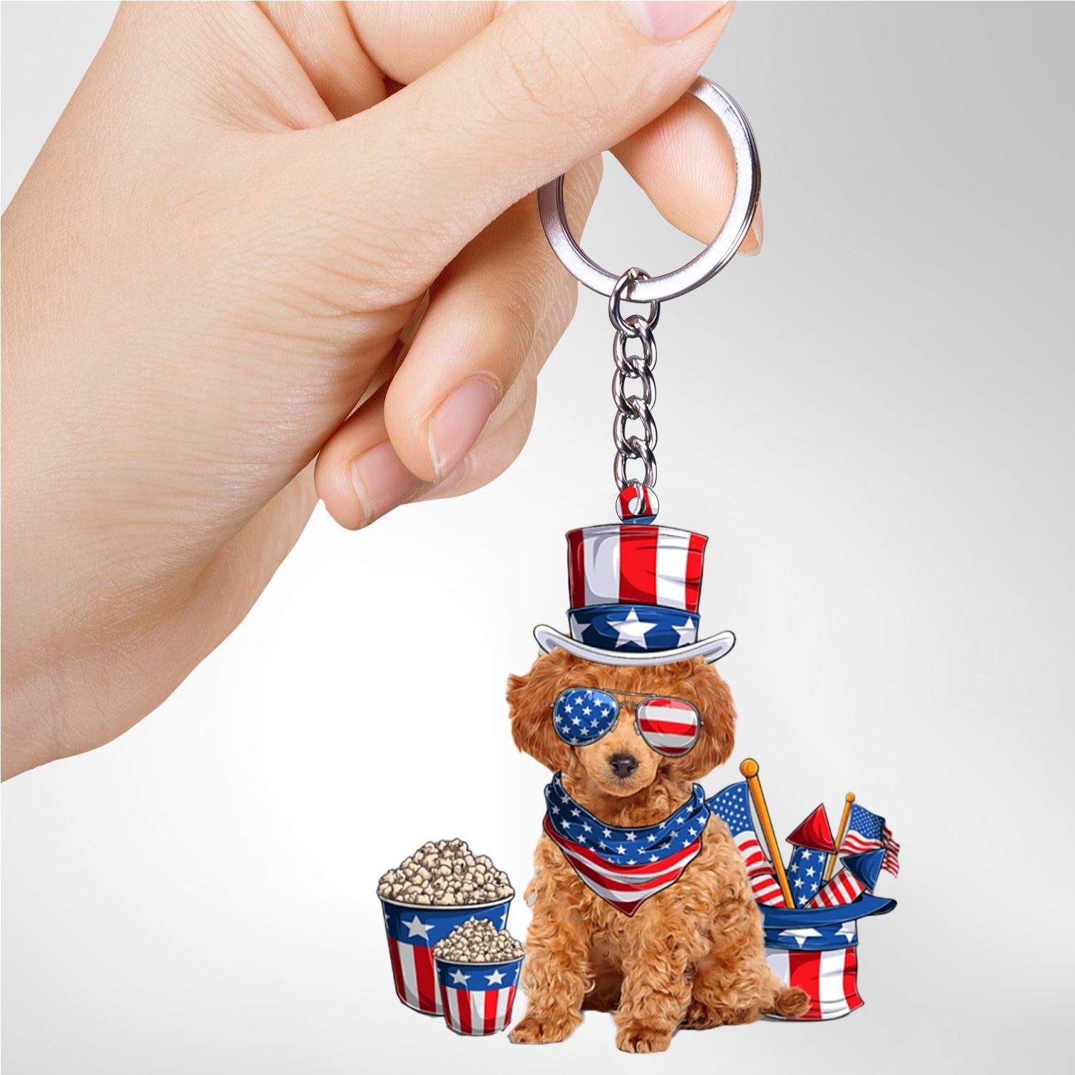 RED Toy Poodle-July Stuff Flat Acrylic Keychain