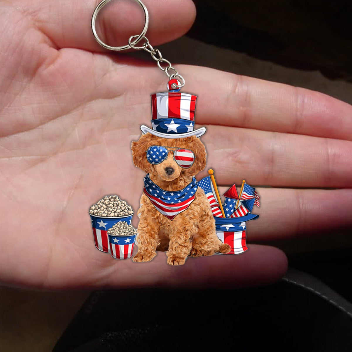 RED Toy Poodle-July Stuff Flat Acrylic Keychain