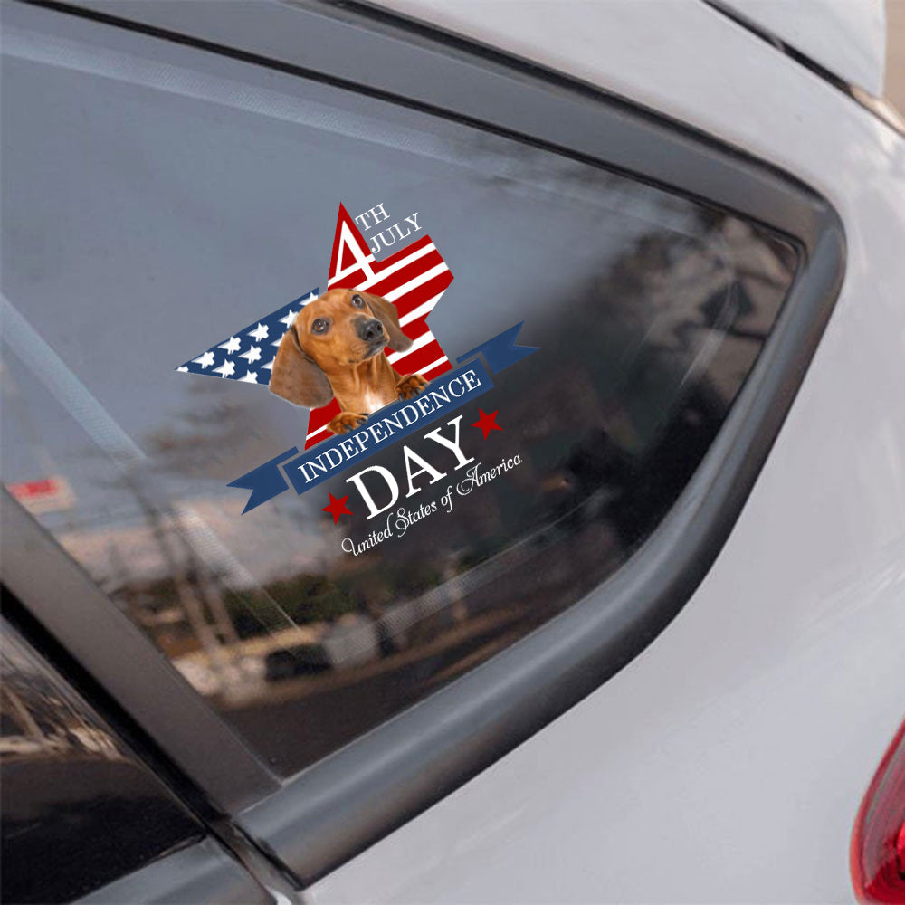 RED Dachshund-Independent Day2 Car Sticker