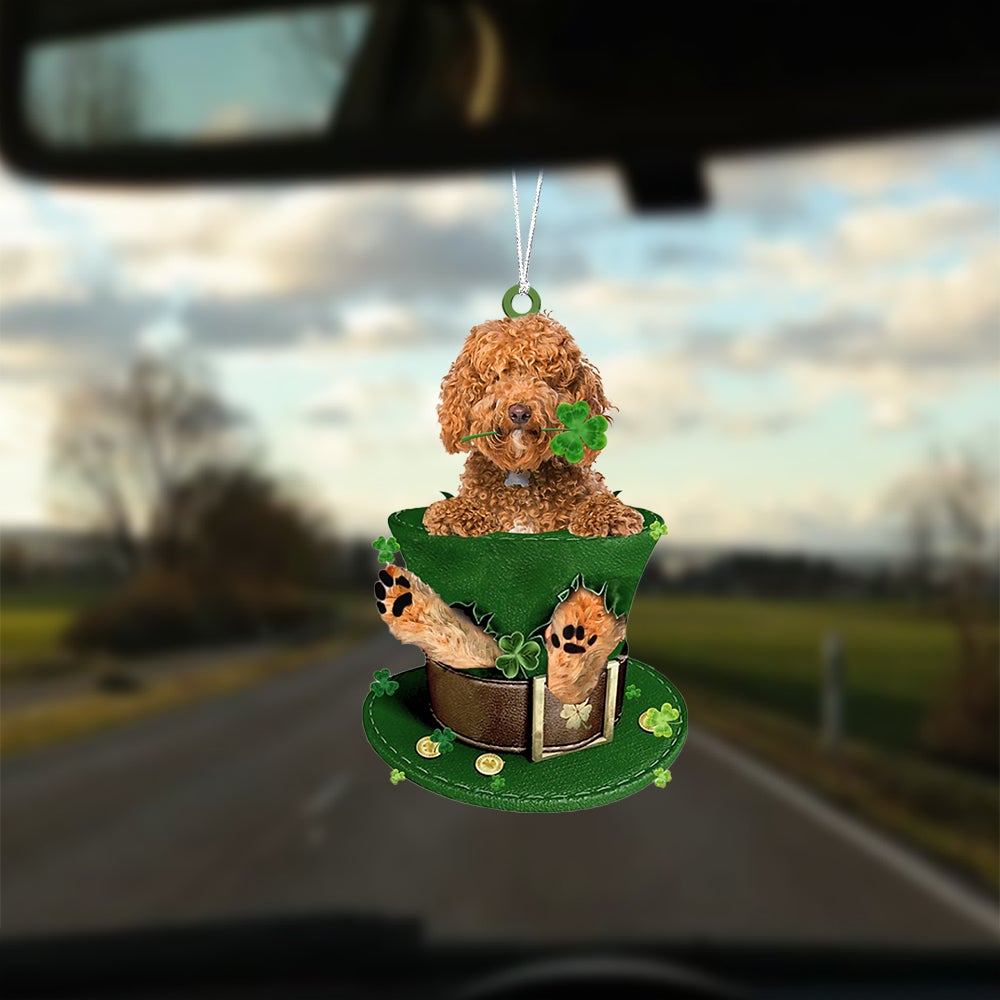 RED Labradoodle-Patrick Hat-Two Sided Ornament