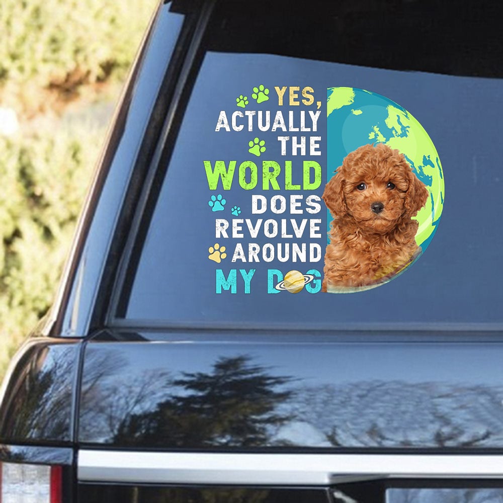 RED Miniature Poodle Revolve Around Decal