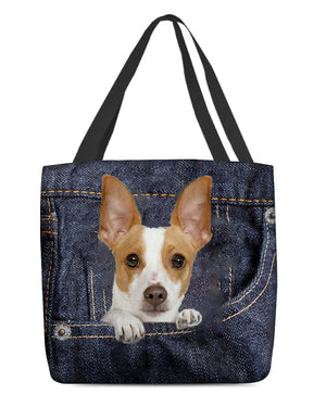 Rat Terrier-Dark Denim-Cloth Tote Bag