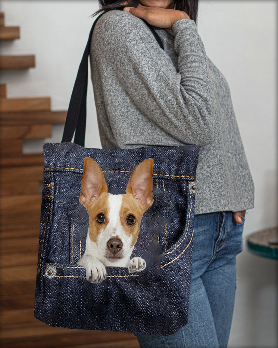 Rat Terrier-Dark Denim-Cloth Tote Bag