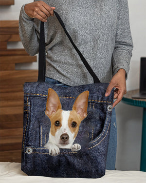 Rat Terrier-Dark Denim-Cloth Tote Bag